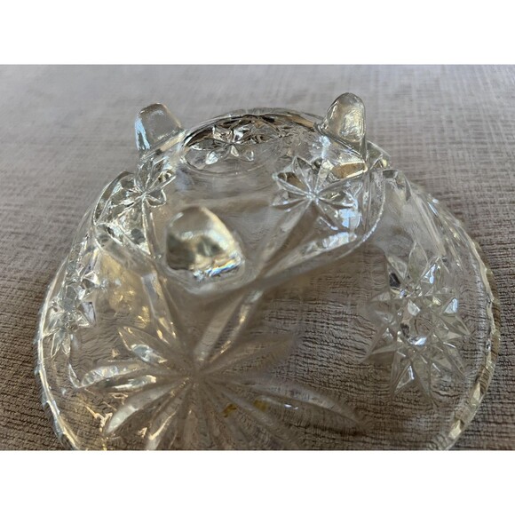 Vintage Clear Pressed Glass Footed Bowl Starburst Sawtooth Rim Candy Nut Dish - Picture 5 of 8